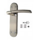 Indiana Dual Finish Chrome Door Handles On Backplate Satin Stainless Steel Finish with Tubular Latch and Hinges 180mm x 45mm - Golden Grace