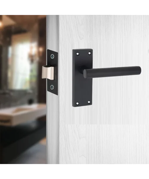 4 Pair of Victorian Straight T-Bar Handle Latch Door Handles Black Matt Black with 120mm x 40mm Backplate 4 Pair of Victorian Straight T-Bar Handle Latch Door Handles Black Matt Black with 120mm x 40mm Backplate