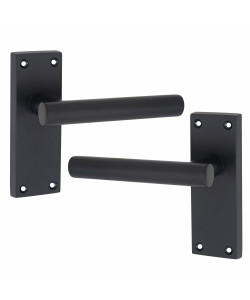 1 Pair of Victorian Straight T-Bar Handle Latch Door Handles Black Matt Black with 120mm x 40mm Backplate 1 Pair of Victorian Straight T-Bar Handle Latch Door Handles Black Matt Black with 120mm x 40mm Backplate