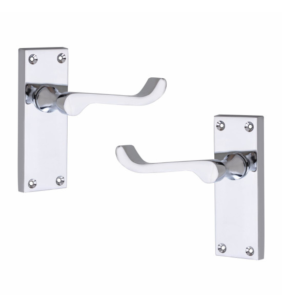 1 Set of Victorian Scroll Latch Door Handles Polished Chromewith 1 Pair of 3" Ball Bearing Hinges & Latches Pack Sets 120mm x 40mm Backplate