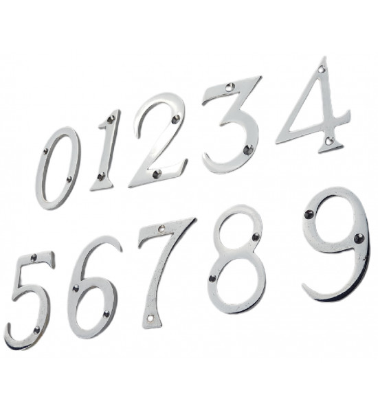 Numerals - 3 , all 0 to 9 numerals available - 75mm - Polished Chrome No.4