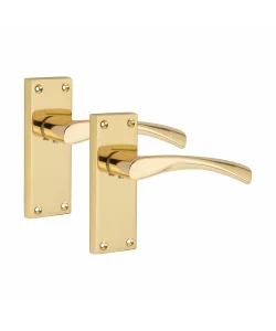 1 Pair of Victorian Scroll Astrid Handle Latch Door Handles Gold Polished Brass with 120mm x 40mm Backplate 1 Pair of Victorian Scroll Astrid Handle Latch Door Handles Gold Polished Brass with 120mm x 40mm Backplate