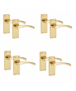 4 Pair of Victorian Scroll Astrid Handle Latch Door Handles Gold Polished Brass with 120mm x 40mm Backplate 4 Pair of Victorian Scroll Astrid Handle Latch Door Handles Gold Polished Brass with 120mm x 40mm Backplate