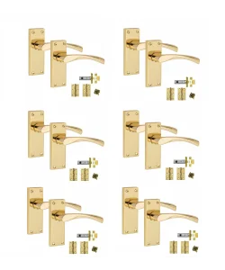 6 Sets Victorian Scroll Astrid handle Polished Brass Finish 120mm x 42mm With 2.5" Latch and 1 Pair of Hinges 6 Sets Victorian Scroll Astrid handle Polished Brass Finish 120mm x 42mm With 2.5" Latch and 1 Pair of Hinges