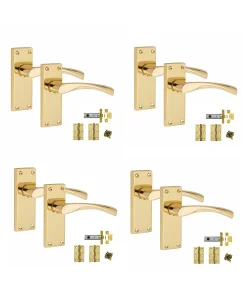 5 Sets Victorian Scroll Astrid handle Polished Brass Finish 120mm x 42mm With 2.5" Latch and 1 Pair of Hinges 5 Sets Victorian Scroll Astrid handle Polished Brass Finish 120mm x 42mm With 2.5" Latch and 1 Pair of Hinges