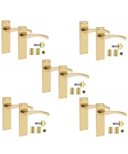 5 Sets Victorian Scroll Astrid handle Polished Brass Finish 150mm x 42mm With 2.5" Latch and 1 Pair of Hinges 5 Sets Victorian Scroll Astrid handle Polished Brass Finish 150mm x 42mm With 2.5" Latch and 1 Pair of Hinges