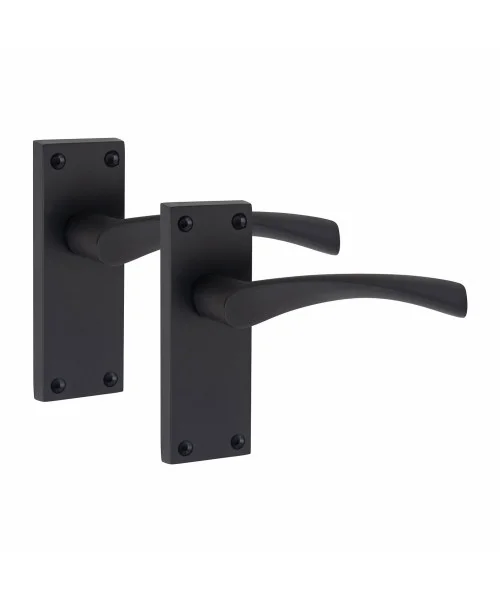 Golden Grace 4 Pair of Victorian Scroll Astrid Handle Latch Door Handles Matt Black with 120mm x 40mm Backplate Golden Grace 4 Pair of Victorian Scroll Astrid Handle Latch Door Handles Matt Black with 120mm x 40mm Backplate