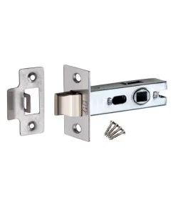 64mm Nickel Plated Bolt Through Tubular Mortice Latch, 63mm (2.5 64mm Nickel Plated Bolt Through Tubular Mortice Latch, 63mm (2.5