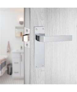 1 Set Victorian Straight Delta Handle Latch Door Handles Polished Chrome, Standard Hinges, Latches Set 150mm x 40mm 1 Set Victorian Straight Delta Handle Latch Door Handles Polished Chrome, Standard Hinges, Latches Set 150mm x 40mm