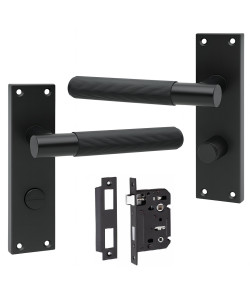 Golden Grace Victorian T-Bar Linear Bathroom Handle with 2.5" Bathroom Mortise Lock Matt Black Finish 150mm x 40mm Golden Grace Victorian T-Bar Linear Bathroom Handle with 2.5" Bathroom Mortise Lock Matt Black Finish 150mm x 40mm