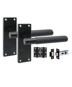 Golden Grace 1 Pair Victorian T-Bar Linear Internal Door Handle Sets Matt Black 120 x 40mm with 2.5" Latch & Hinges Golden Grace 1 Pair Victorian T-Bar Linear Internal Door Handle Sets Matt Black 120 x 40mm with 2.5" Latch & Hinges