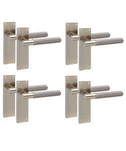 Golden Grace 4 Pairs Victorian T-Bar Knurled Design Interior Door Handle Antique Brass Finish 150 x 40mm