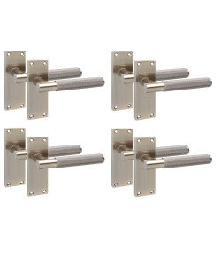 Golden Grace 4 Pairs Victorian T-Bar Knurled Design Interior Door Handle Antique Brass Finish 120 x 40mm