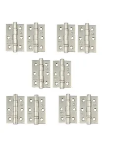 5 Pair of 3" Ball Bearing Hinges Chrome Complete with Screws 5 Pair of 3" Ball Bearing Hinges Chrome Complete with Screws