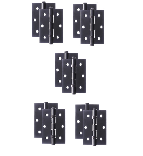 5 Pairs of 3 Ball Bearing Hinges Matte Black Complete with Fixings.