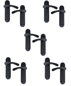 5 Sets of Astrid Door Handles On Backplate Matt Black Finish 182mm x 45mm Backplate - Golden Grace