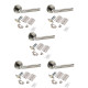 5 Sets of Mitred Style Modern Chrome Door Handles on Rose with Duo Finish Door Lever Latch Pack - Golden Grace