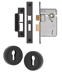 3 Lever Lock with 2 Keys 2.5" and Matt Black Escutcheon Set