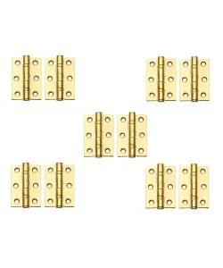 3" Polished Brass Finish Ball Bearing Hinges for Internal Doors, 75mm Timber Door Hinge, Golden Grace (5 Pairs) 3" Polished Brass Finish Ball Bearing Hinges for Internal Doors, 75mm Timber Door Hinge, Golden Grace (5 Pairs)