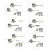 6 Sets of Twist Astrid Style Modern Chrome Door Handles on Rose with Duo Finish Door Lever Latch Pack - Golden Grace
