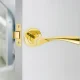 5 Sets of Astrid Design Modern Polished Brass Lever Latch Door Handles On Rose - Golden Grace 5 Sets of Astrid Design Modern Polished Brass Lever Latch Door Handles On Rose - Golden Grace