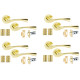 4 Sets of Astrid Modern Polished Brass Lever Latch Pack Door Handles On Rose w/ Brass Tubular Latch and Hinges 4 Sets of Astrid Modern Polished Brass Lever Latch Pack Door Handles On Rose w/ Brass Tubular Latch and Hinges