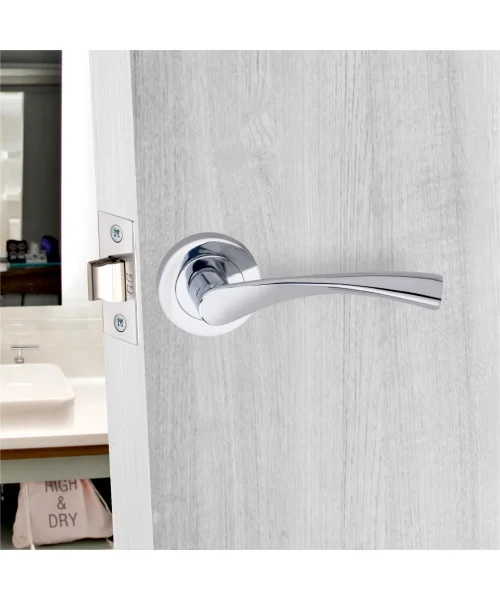 4 Pair Astrid Design Door Handles Polished Chrome Finish - Golden Grace 4 Pair Astrid Design Door Handles Polished Chrome Finish - Golden Grace