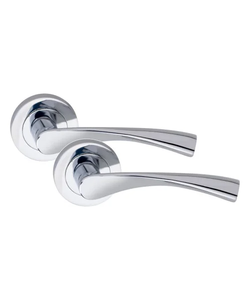 4 Pair Astrid Design Door Handles Polished Chrome Finish - Golden Grace 4 Pair Astrid Design Door Handles Polished Chrome Finish - Golden Grace