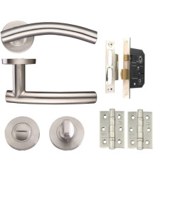 Golden Grace Arched T-Bar Lever on Rose Door Handle Satin Nickel Finish BATHROOM HANDLE PACK with 1 Pair of 3" BB Hinges Golden Grace Arched T-Bar Lever on Rose Door Handle Satin Nickel Finish BATHROOM HANDLE PACK with 1 Pair of 3" BB Hinges