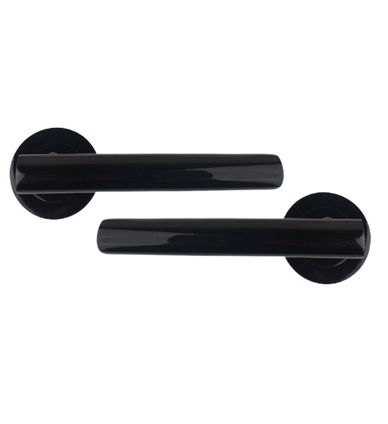 Black Nickel Finish T Bar Design Modern Door Handles On Rose Handle with Tubular Latch and Hinges - 5 Pairs