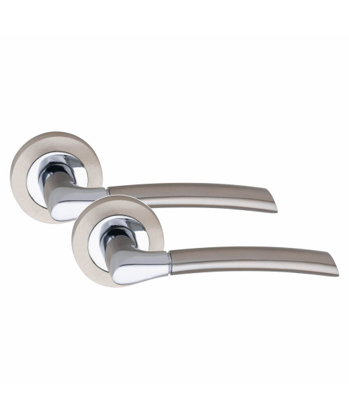 Indianna Modern Chrome Door Handles on Rose Duo Finish Door Lever Latch Pack 3x 3" Ball Bearing Hinges Indianna Modern Chrome Door Handles on Rose Duo Finish Door Lever Latch Pack 3x 3" Ball Bearing Hinges