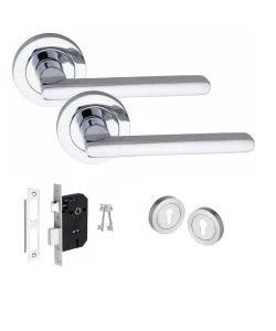 Leon Design Key Lock Door Handle Set Thumbturn and Mortise Lock Polished Chrome Leon Design Key Lock Door Handle Set Thumbturn and Mortise Lock Polished Chrome