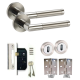 Golden Grace Mitred Style Modern Chrome Door Handles on Rose with Duo Finish Door Lever Latch Pack with Hinges Lock Set
