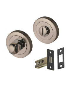 Black Nickel Turn & Release Thumb Turn with Matt Black Dead Bolt Set for Bathroom WC, Loo - Toilet Door Thumb Twist with Dead Bolt Set- Golden Grace