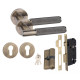 Straight T-Bar Knurled Euro 70mm Key Lock Door Handle Set Euro Lock Antique Brass Straight T-Bar Knurled Euro 70mm Key Lock Door Handle Set Euro Lock Antique Brass