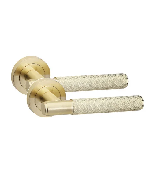 1 Pair Knurled T-Bar Door Handles Satin Brass Finish - Golden Grace 1 Pair Knurled T-Bar Door Handles Satin Brass Finish - Golden Grace