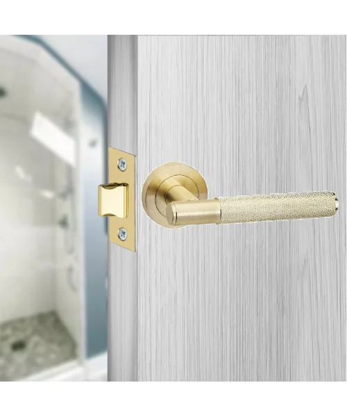 1 Pair Knurled T-Bar Door Handles Satin Brass Finish - Golden Grace 1 Pair Knurled T-Bar Door Handles Satin Brass Finish - Golden Grace