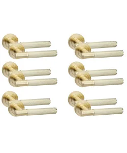 6 Pair Knurled T-Bar Door Handles Satin Brass Finish - Golden Grace 6 Pair Knurled T-Bar Door Handles Satin Brass Finish - Golden Grace