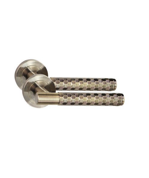 Golden Grace 5 Pair Knurled Hex Cut T-Bar Door Handles Antique Brass Finish Golden Grace 5 Pair Knurled Hex Cut T-Bar Door Handles Antique Brass Finish