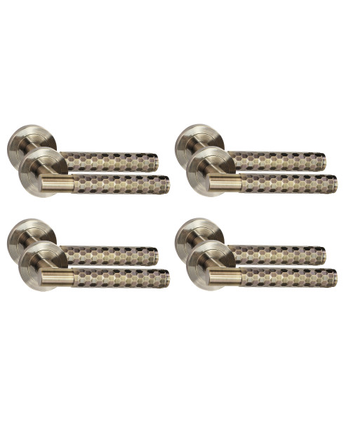 Golden Grace 4 Pair Knurled Hex Cut T-Bar Door Handles Antique Brass Finish Golden Grace 4 Pair Knurled Hex Cut T-Bar Door Handles Antique Brass Finish