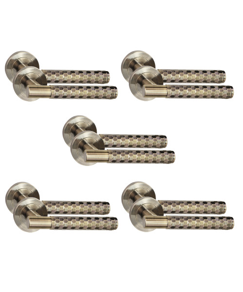 Golden Grace 5 Pair Knurled Hex Cut T-Bar Door Handles Antique Brass Finish Golden Grace 5 Pair Knurled Hex Cut T-Bar Door Handles Antique Brass Finish