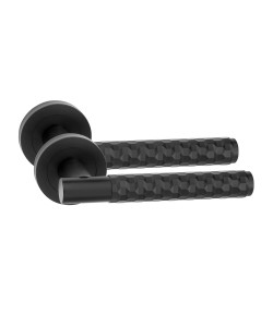 Golden Grace 1 Pair Modern Knurled Hex Cut T-Bar Euro Lock Door Handles, 70mm Key & Key Barrell Matt Black Finish Golden Grace 1 Pair Modern Knurled Hex Cut T-Bar Euro Lock Door Handles, 70mm Key & Key Barrell Matt Black Finish