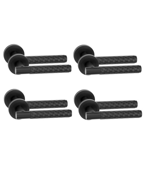 Golden Grace 4 Pair Knurled Hex Cut T-Bar Door Handles Matt Black Finish Golden Grace 4 Pair Knurled Hex Cut T-Bar Door Handles Matt Black Finish