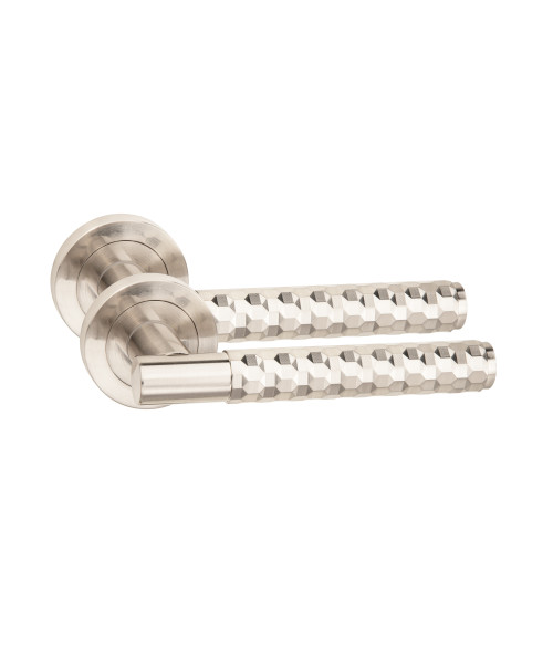 Golden Grace 5 Pair Knurled Hex Cut T-Bar Door Handles Satin Nickel Finish