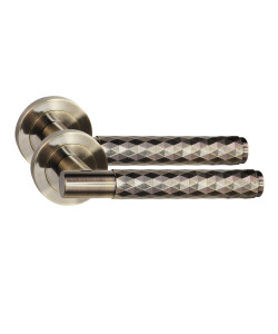 Golden Grace 1 Pair Knurled Diamond Cut T-Bar Door Handles Antique Brass Finish