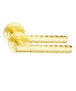 Golden Grace 1 Pair Knurled Diamond Cut T-Bar Door Handles Satin Brass Finish