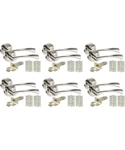 Golden Grace 6 Sets of Twist Astrid Style Modern Chrome Door Handles on Rose Duo Finish With Ball Bearing Hinges and 64mm Tubular Latch Golden Grace 6 Sets of Twist Astrid Style Modern Chrome Door Handles on Rose Duo Finish With Ball Bearing Hinges and 64mm Tubular Latch