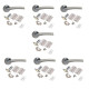 7 Sets of Ultimo Verona Modern Chrome Door Handles on Rose, Duo Finish Door Lever Latch Pack Satin Chrome and Polished Chrome