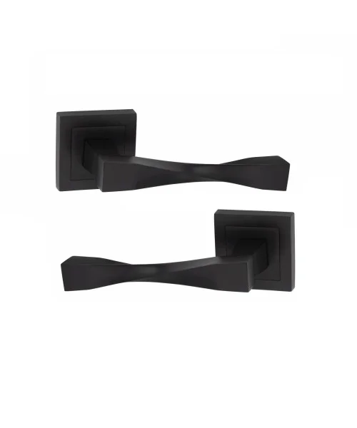 Golden Grace 4 Pair Straight Astrid Design Matt Black Premium Door Handles Square Rose with 2.5" Latch and 1 Pair of Ball Bearing HInges Golden Grace 4 Pair Straight Astrid Design Matt Black Premium Door Handles Square Rose with 2.5" Latch and 1 Pair of Ball Bearing HInges