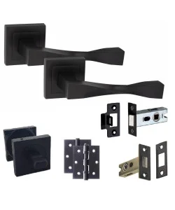 Golden Grace 1 Pair Straight Astrid Design Matt Black Premium Dead Bolt Bathroom Set with Latch Dead Bolt and Ball bearing Hinges Golden Grace 1 Pair Straight Astrid Design Matt Black Premium Dead Bolt Bathroom Set with Latch Dead Bolt and Ball bearing Hinges